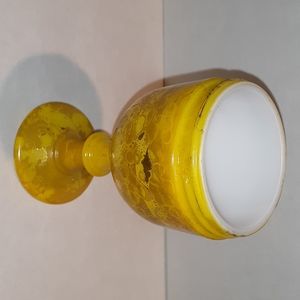 Yellow and goldleaf goblet milk glass